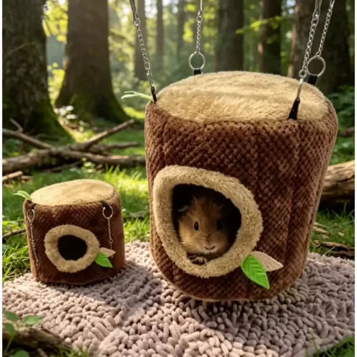 Lit suspendu chaud pour hamster en forme de souche d'arbre