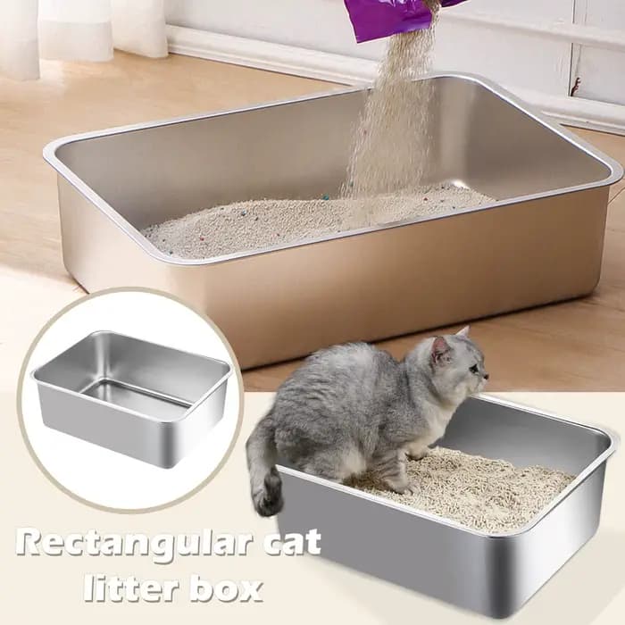 Bac à litière pour chat en acier inoxydable 304