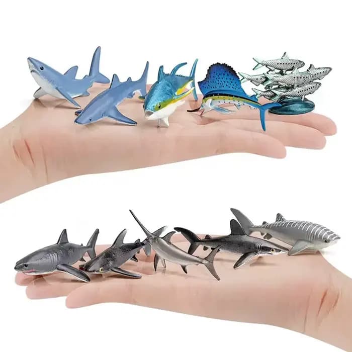 Mini jouets de simulation de la vie marine, 10/12 pièces, modèles réalistes d'animaux marins, requin baleine, dauphin, tortue, jouets pour enfants, cadeau de noël