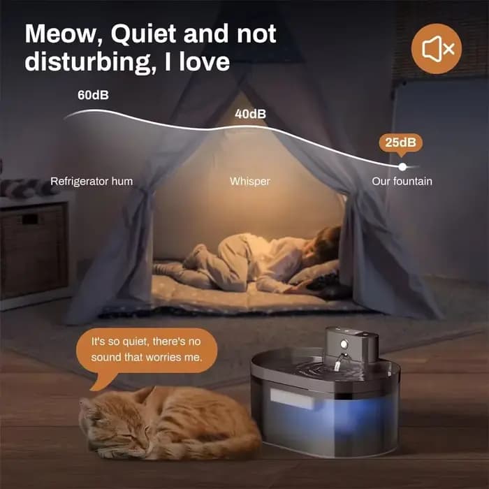 Fontaine à eau sans fil pour chat de 2,2 L, fonctionne sur piles, fontaine à eau automatique pour animaux de compagnie avec capteur de mouvement, distributeur d'eau pour chien et chat