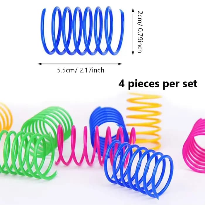 4 jouets à ressort colorés pour chats