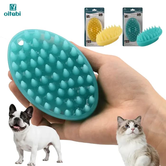 Brosse pour animaux de compagnie en caoutchouc souple Oitabi pour cheveux courts toilettage pour chiens et chats bain