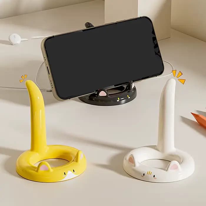 Support de téléphone portable chat de dessin animé mignon et doux, mini support de téléphone portable de bureau créatif, peut être utilisé comme ornement décoratif