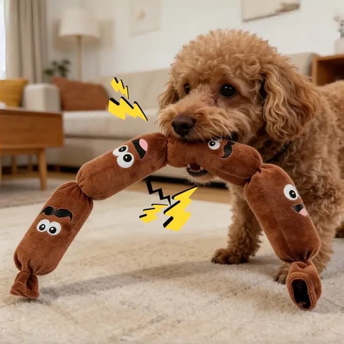 Jouet à mâcher en peluche en forme de saucisse pour chiens : avec son BB qui couine à pression
