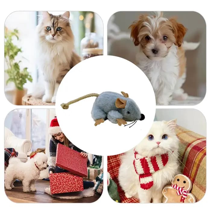 Jouet pour chat et souris avec queue mobile et son intégré