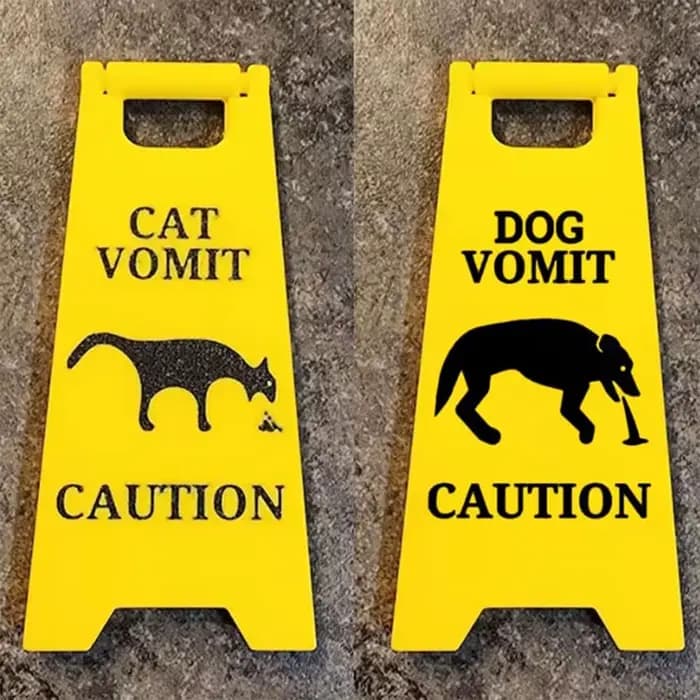 Panneau de vomir pour chat drôle