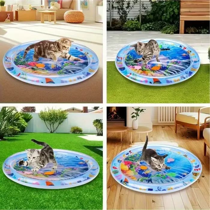 Tapis de jeu aquatique interactif pour chats et chiens - Jouet poisson flottant, centre d'activités pour animaux de compagnie résistant aux éclaboussures pour le plaisir en intérieur, stimulation ment