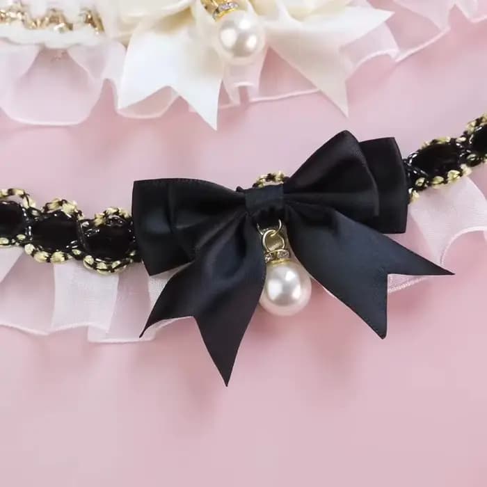 Collier de chien mignon nœud en dentelle colliers de chat