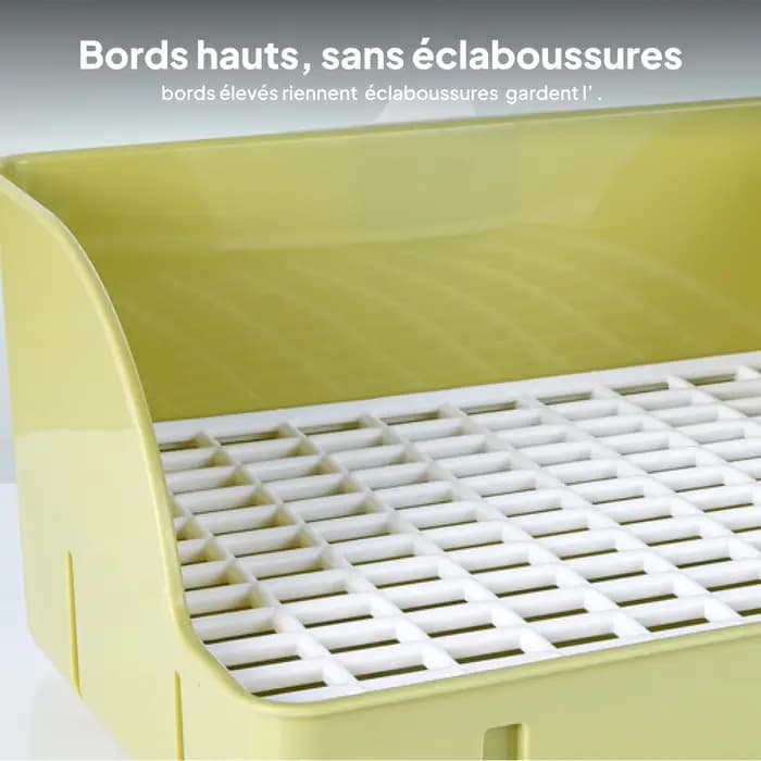 Bac à litière d'angle pour lapins, hamsters, furets, cochons d'Inde et petits animaux – Plateau urinoir pour cage
