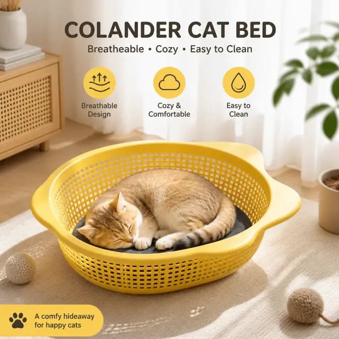 Lit pour chat respirant et épaissi avec tapis, panier rafraîchissant d'été pour animaux de compagnie, literie confortable et douce pour chats