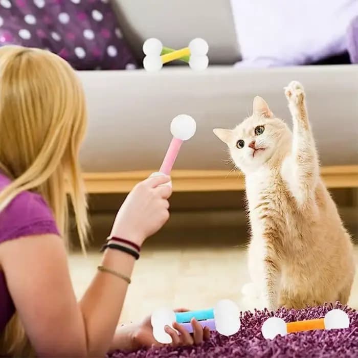 Jouet pour chat Qtip, écouvillons géants, jeu de 6 jouets à chat en peluche douce, bâtons interactifs pour les amateurs de chats