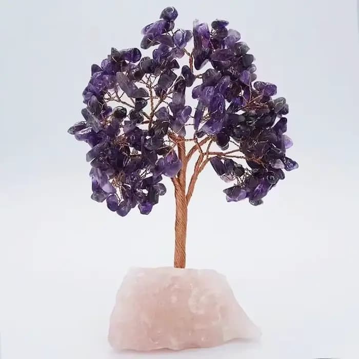 Arbre porte-bonheur en cristal de quartz naturel de 12 cm
