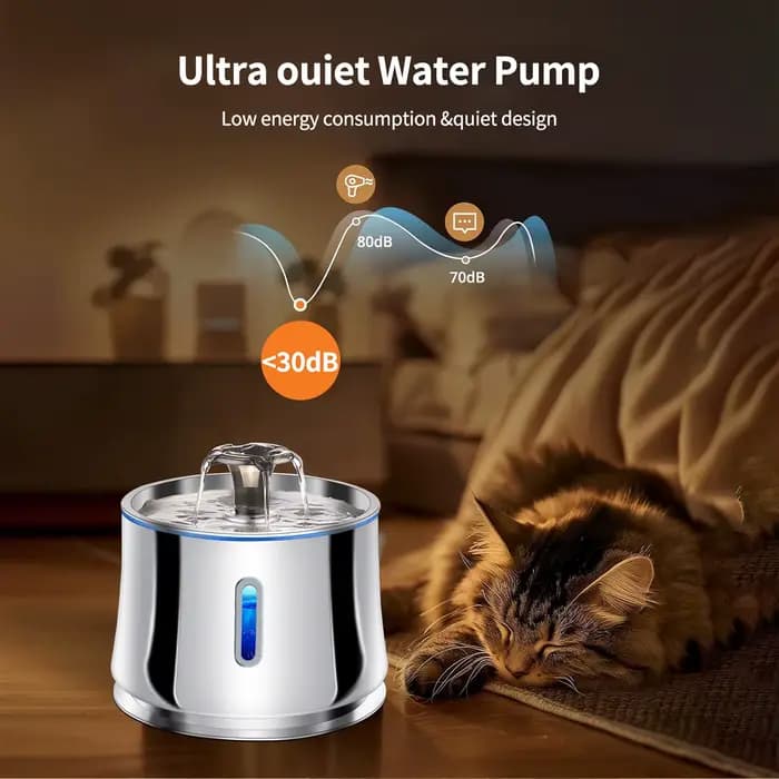 Petavista 2.5L fontaine d'eau pour chat en acier inoxydable automatique abreuvoir