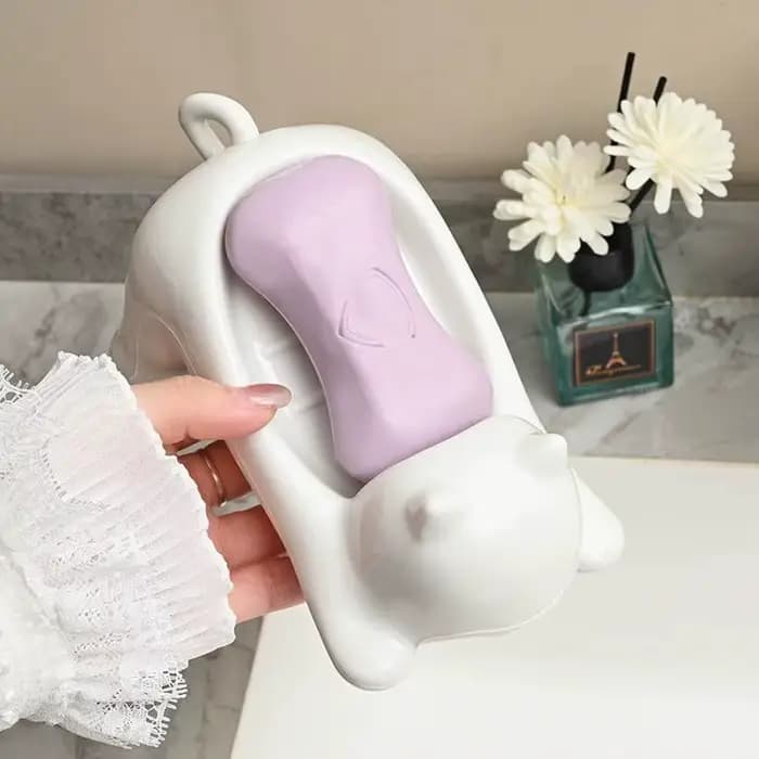 Porte-savon chat dessin animé mignon avec support en plastique de Drainage pour salle de bain