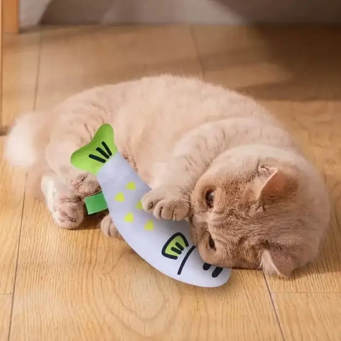 Jouet interactif pour chat en forme de poisson