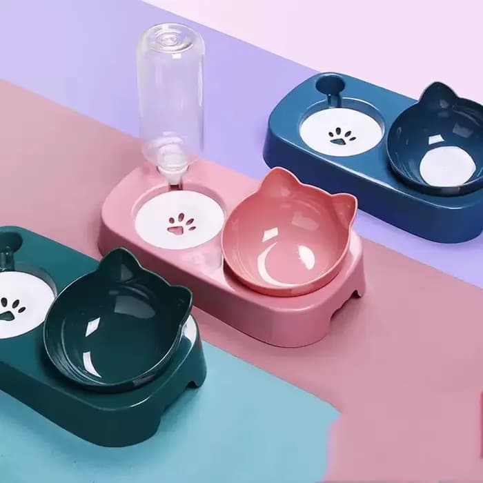 1 pièce-cuiseur pour chat Double bol pour chien eau potable automatique pour chiens et chats alimentation