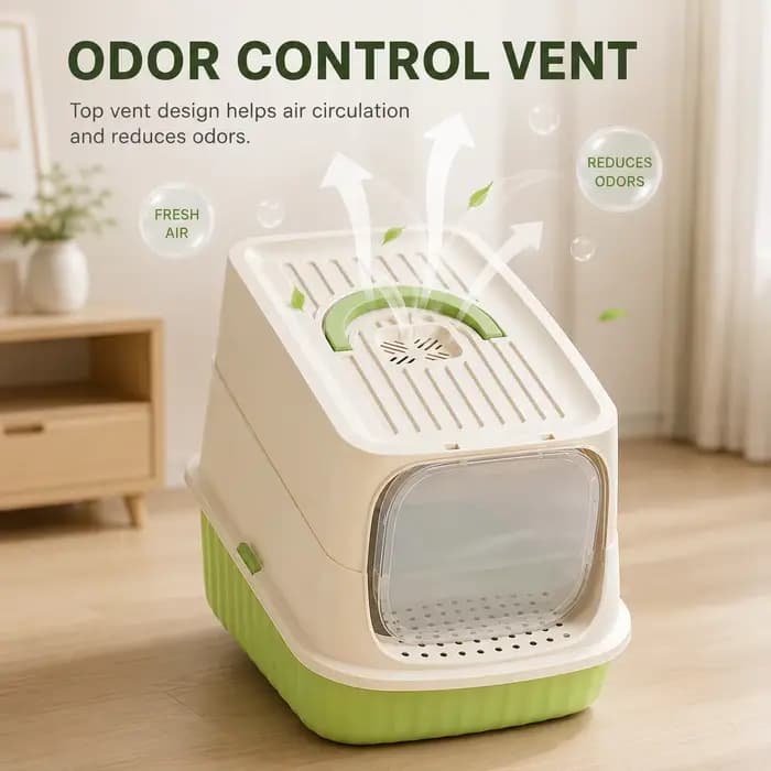 Bac à litière pour chat pliable, grand format, entièrement fermé, anti-odeur et anti-éclaboussures, avec pelle à litière et toilette portative pour chat