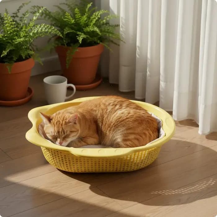 Lit pour chat respirant et épaissi avec tapis, panier rafraîchissant d'été pour animaux de compagnie, literie confortable et douce pour chats