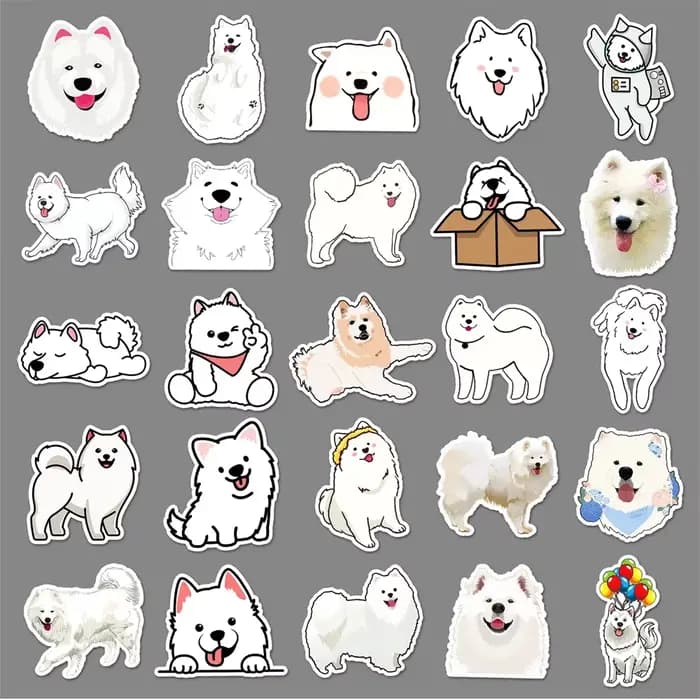 Autocollant créatif de dessin animé Samoyède, 50 pièces, chien mignon, personnalité animale, téléphone, bureau, guitare, tasse, Skateboard, étanche