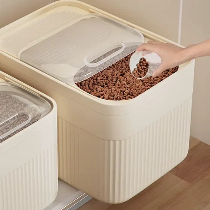 Conteneur de rangement d'aliments pour chiens 5/10 / 15L grande capacité transparente Boîte de nourriture pour animaux