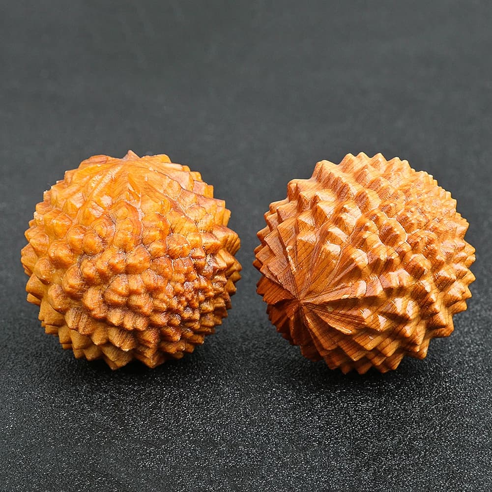Thuja naturel en bois sculpté à la main, fruits Durian, artisanat, ornement, exercice des doigts, boules de santé, spécimen de presse-papier, breloques, décor