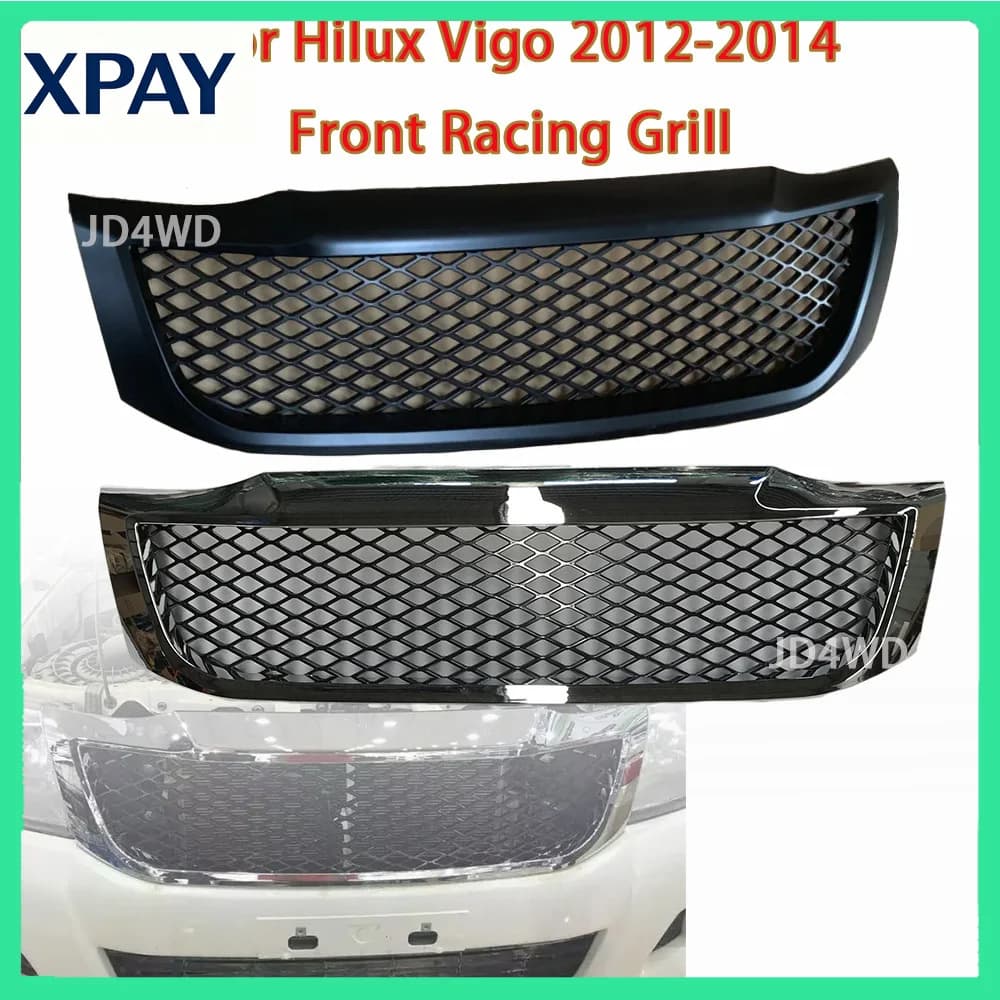 Nouveau pick-up 4X4 accessoires extérieurs pour Toyota Hilux Vigo 2012 + champ Grilles de pare-chocs de voiture LED Grille avant en maille grilles de course