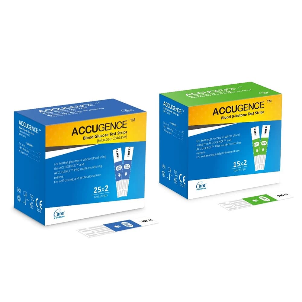 ACCUGENCE – système de mesure de régime Keto, cétone dans le sang, glycémie (GOD), dispositif de surveillance des gouttes et du diabète, remplacement uniquement des bandelettes de Test