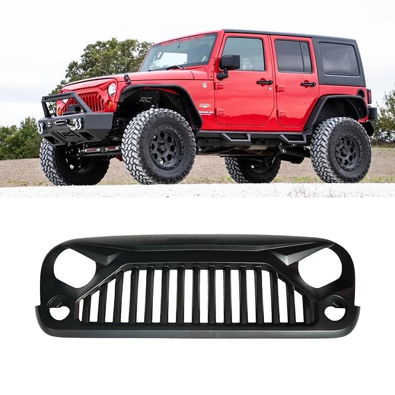 Accessoires extérieurs 4x4, calandre avant noire en ABS pour Jeep Wrangler JK 2007-2018