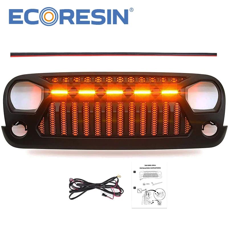 Accessoires pour Wrangler 2007 – 2017 JK 4*4 Jeep, pièces automobiles, Grilles de pare-chocs avant avec feux de circulation Led jaunes