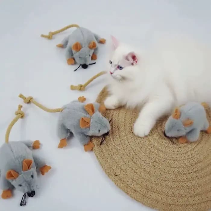 Jouet pour chat et souris avec queue mobile et son intégré