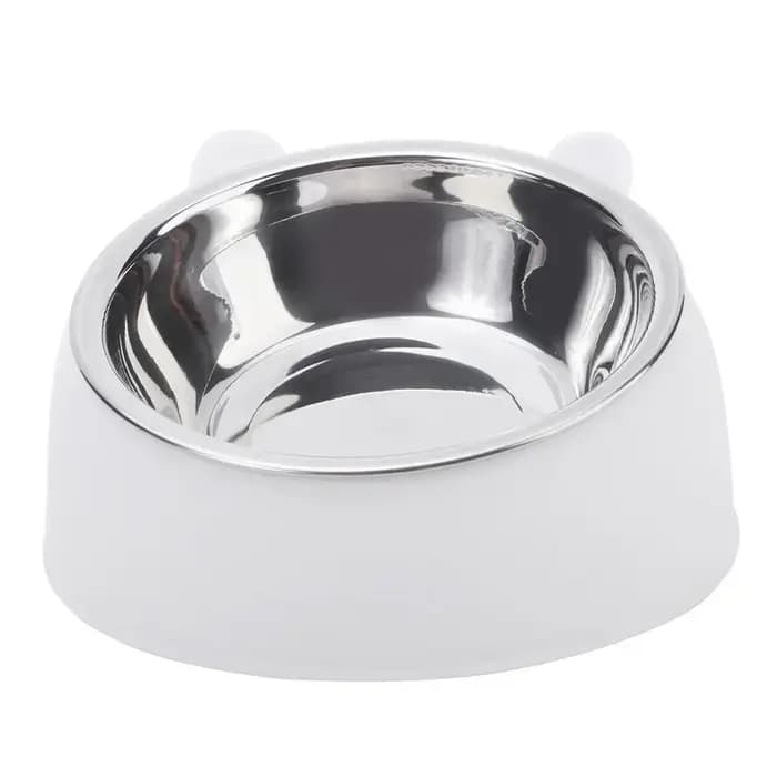 Bol pour chat 2 en 1 en acier inoxydable avec support - Design oreilles de chat mignonnes, bol incliné pour nourriture et eau, bol surélevé antidérapant pour animaux de compagnie