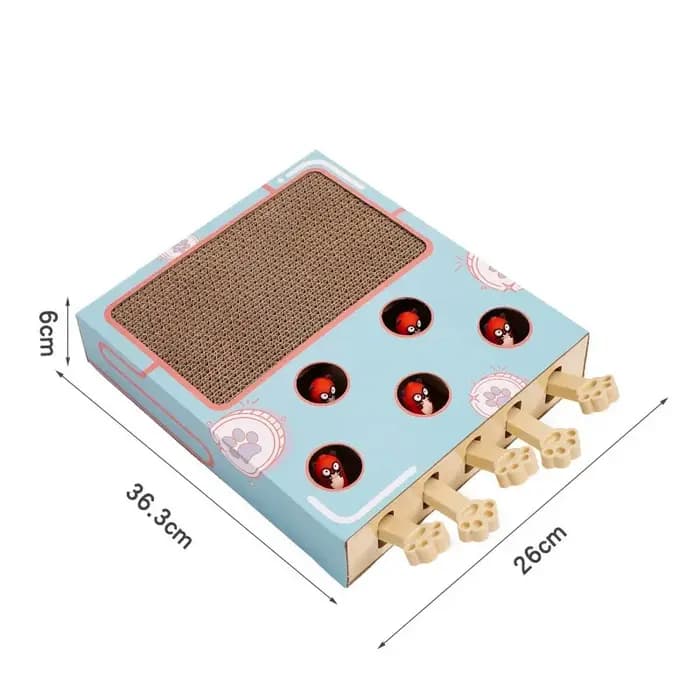Boîte de jeu interactive 3-en-1 pour chaton d'intérieur : Jouet Whack-A-Mole