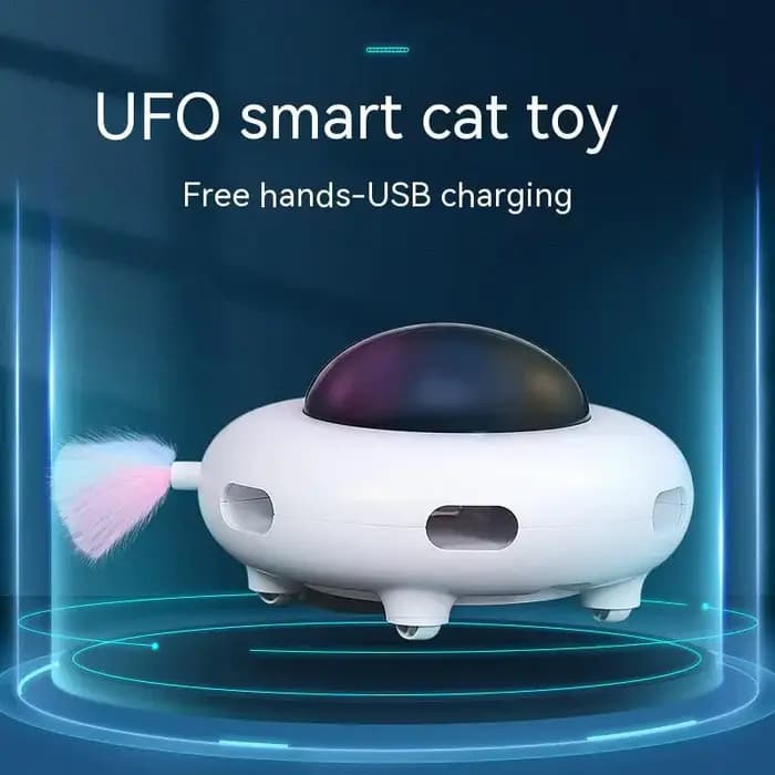 Jouet pour chat intelligent Teaser UFO plateau tournant pour animaux de compagnie attraper jouets d'entraînement USB