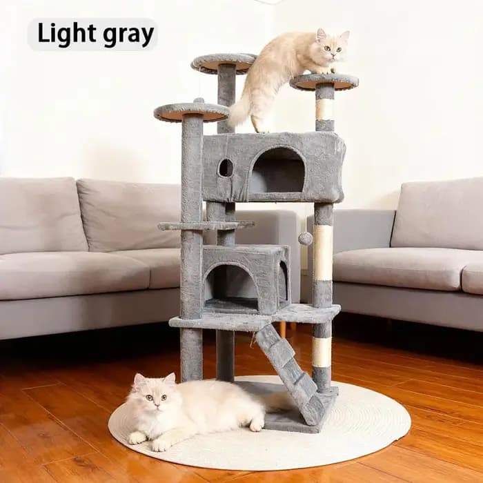 Arbre à chat multi-niveaux en peluche avec poteaux en sisal