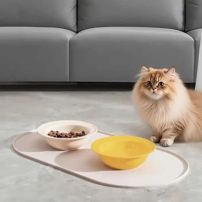 Tapis d'alimentation pour chat avec conception imperméable antidérapante