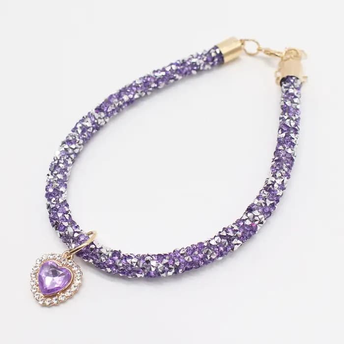 Collier en forme de cœur en cristal pour chien