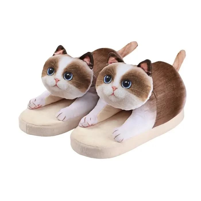 Ragdoll EVA chat étreignant pantoufles semelle épaisse doux en peluche Kitty pantoufles antidérapantes Animal hiver moelleux diapositives chambre