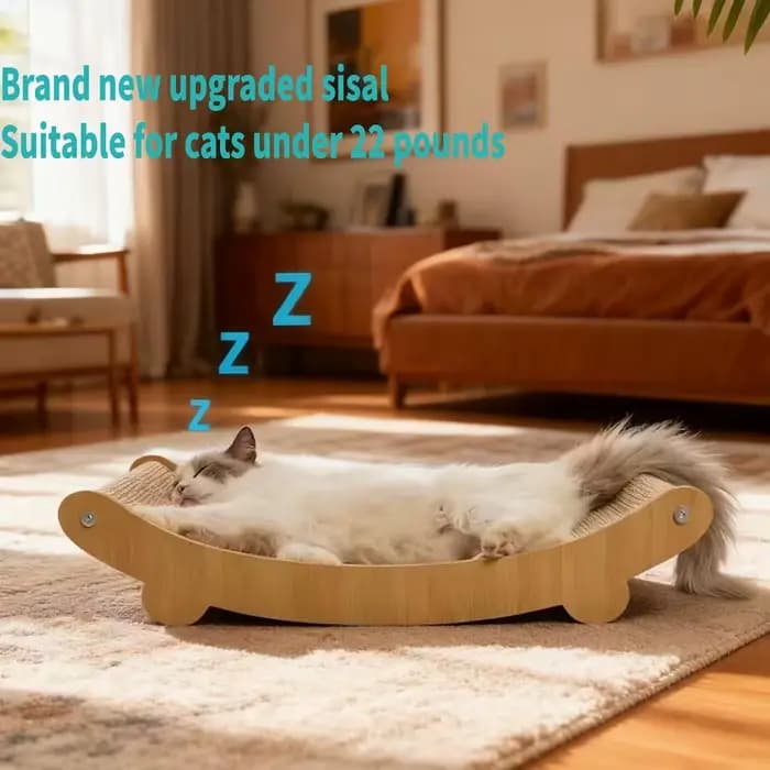 Chaises à bascule pour chat, lits pour chat, griffoir pour chat, hamac pour chat, panier suspendu pour animaux de compagnie réglable et amovible en bois, sisal et chanvre, confortable