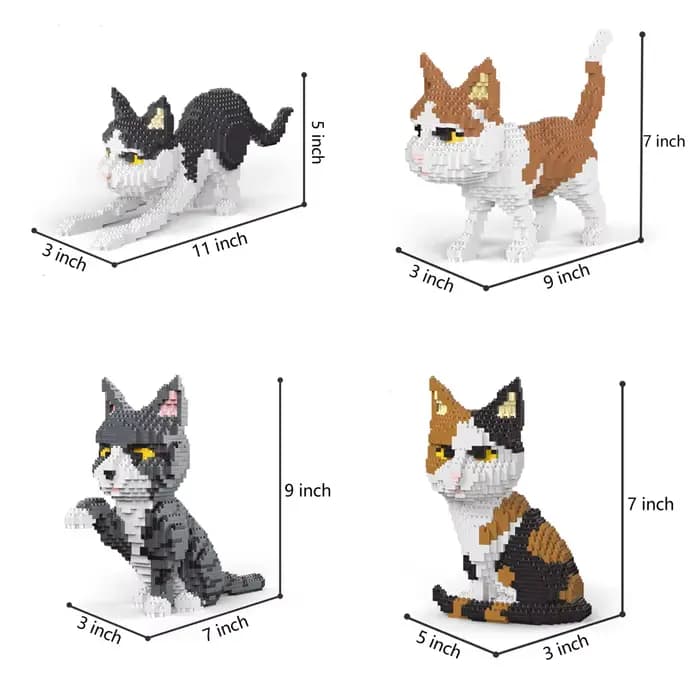 Modèle de chat calico en micro-blocs de construction - Décoration de bureau