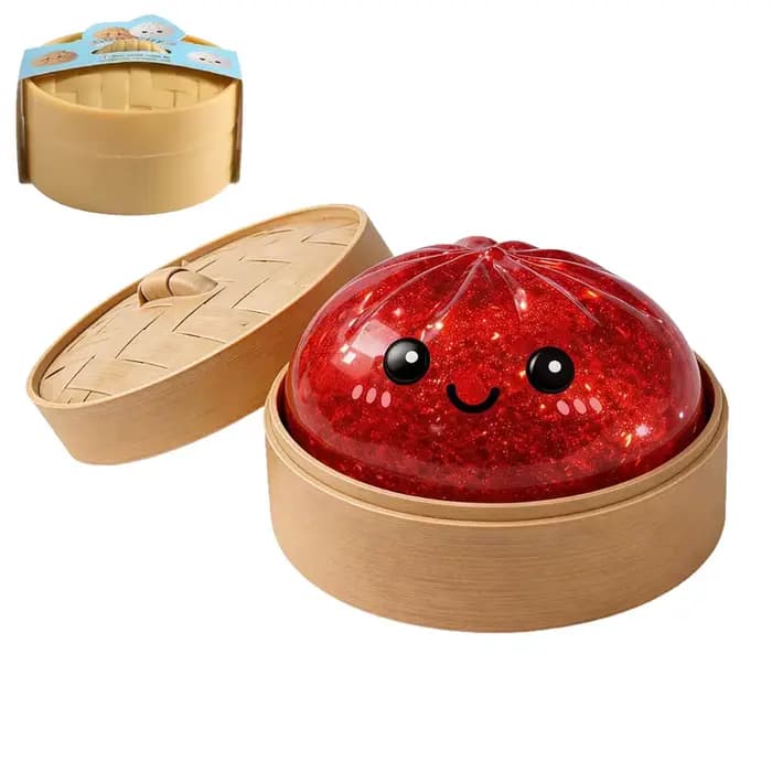 Jouet Squishy en forme de pain vapeur 2026 avec boîte de cuisson vapeur, jouet anti-stress à rebond, boule sensorielle pour adultes