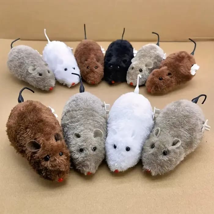 Jouet de souris à remonter en peluche amusant et interactif, 1/5 pièces, pour chats, chiens et enfan