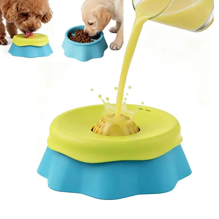 Gamelle à lécher interactive pour chien avec boule roulante
