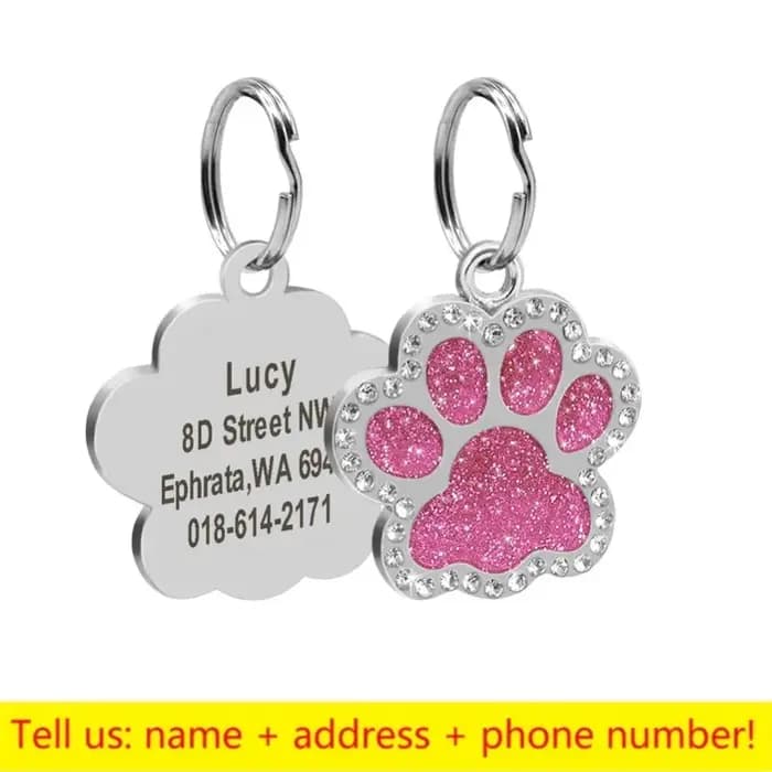 Collier pendentif avec nom d'animal de compagnie gravé en acier inoxydable