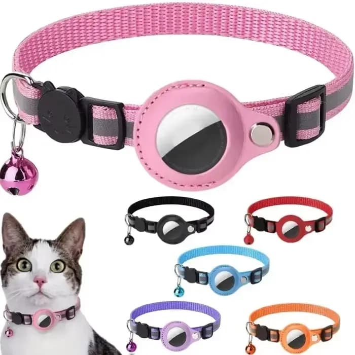 Collier Anti-perte pour traceur GPS Airtag, étui de protection avec cloche, collier réfléchissant po