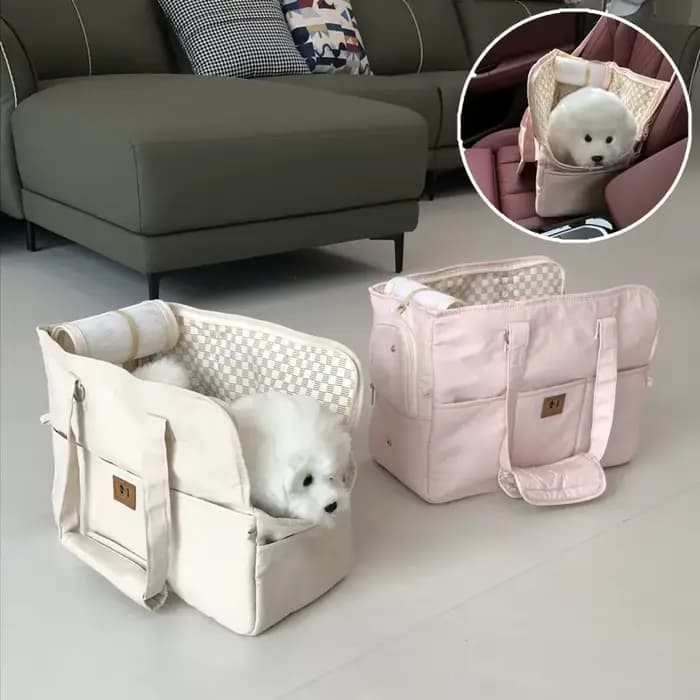 Sac de transport portable pour chat et chien, sac à bandoulière, siège de voiture antidérapant, tran