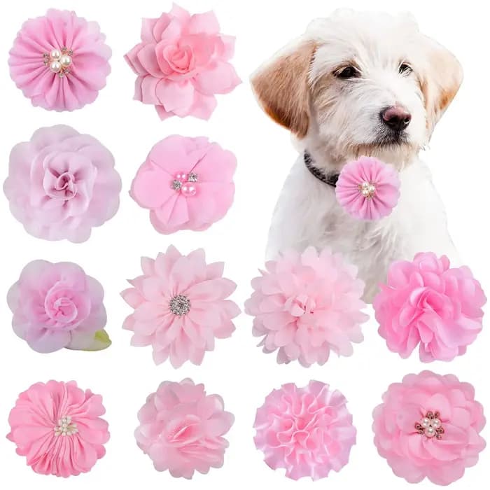 10 pièces fait à la main chien noeud papillon chiot Clolorful fleur collier pour petits chiens animal de compagnie chat