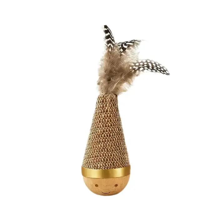 Jouet pour chat en sisal Roly Poly avec plume sur le dessus