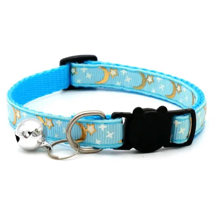 Collier de chat avec cloche dessin animé étoile lune chien chiot chaton