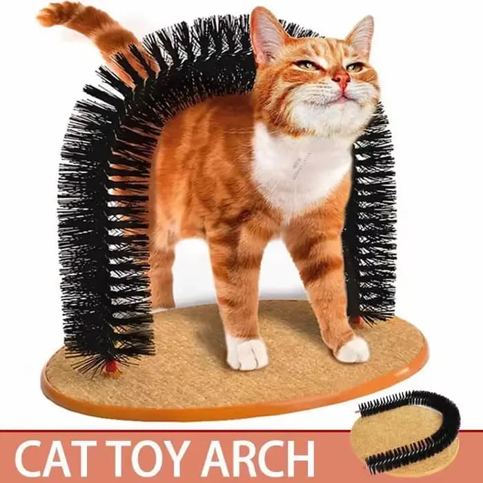 Jouet pour chat arc auto-groome Pamper félin avec un Massage toilettage brosse à friction avec tampo