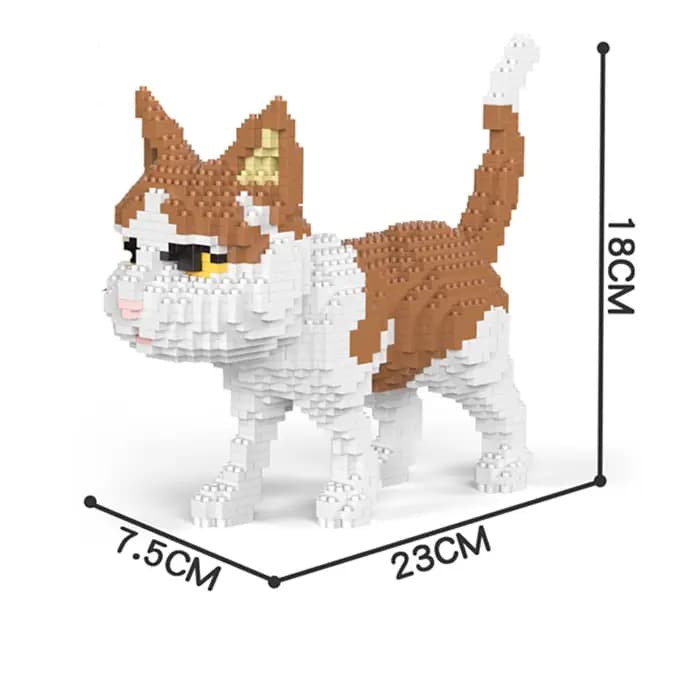 Modèle de chat calico en micro-blocs de construction - Décoration de bureau